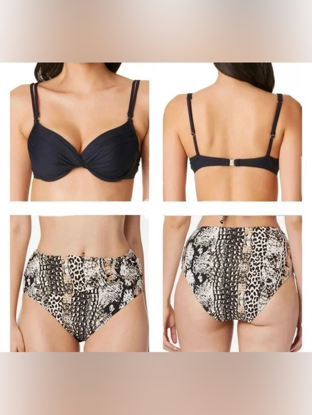 Bleu Rod Beattie Bikini Swimsuit Set Top Size 12 Bottom Size 10